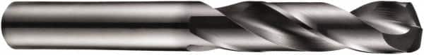 DORMER - 11mm 140° Spiral Flute Solid Carbide Screw Machine Drill Bit - TiAlN Finish, Right Hand Cut, 55mm Flute Length, 102mm OAL, Four Facet Split Point, Straight Shank, Through Coolant - Caliber Tooling