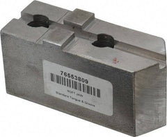 H & R Manufacturing - Tongue & Groove Attachment, Square Soft Lathe Chuck Jaw - Steel, 1-3/4" Btw Mount Hole Ctrs, 3-15/16" Long x 1-1/2" Wide x 1-7/8" High, 5/16" Groove - Caliber Tooling