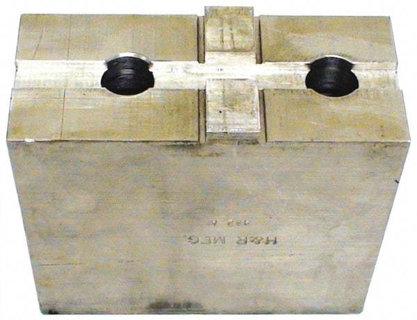 H & R Manufacturing - Tongue & Groove Attachment, Square Soft Lathe Chuck Jaw - Aluminum, 3" Btw Mount Hole Ctrs, 6-3/8" Long x 3" Wide x 4-13/16" High, 1/2" Groove - Caliber Tooling