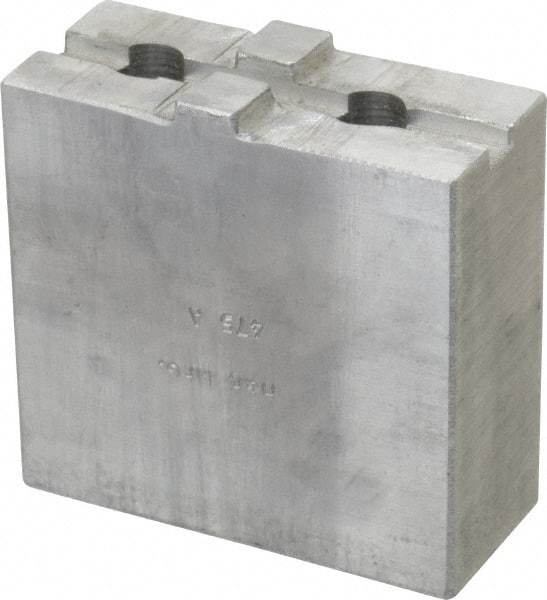 H & R Manufacturing - Tongue & Groove Attachment, Square Soft Lathe Chuck Jaw - Aluminum, 1-3/4" Btw Mount Hole Ctrs, 3-1/2" Long x 1-1/2" Wide x 3-3/8" High, 5/16" Groove - Caliber Tooling