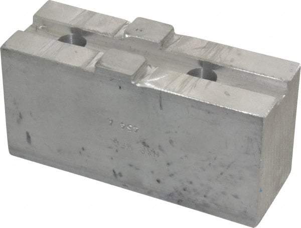 H & R Manufacturing - Tongue & Groove Attachment, Square Soft Lathe Chuck Jaw - Aluminum, 2-1/2" Btw Mount Hole Ctrs, 4-7/8" Long x 1-3/4" Wide x 2-3/8" High, 1/2" Groove - Caliber Tooling