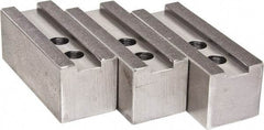 H & R Manufacturing - 1.5mm x 60° Serrated Attachment, Square Soft Lathe Chuck Jaw - 3 Jaws, Steel, 1.181" Btw Mount Hole Ctrs, 5-1/4" Long x 2" Wide x 2" High, 0.827" Groove, 16mm Fastener - Caliber Tooling