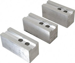 H & R Manufacturing - 1.5mm x 60° Serrated Attachment, Square Soft Lathe Chuck Jaw - 3 Jaws, Aluminum, 1.181" Btw Mount Hole Ctrs, 5-1/4" Long x 2" Wide x 2-1/2" High, 0.827" Groove, 16mm Fastener - Caliber Tooling