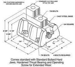 H & R Manufacturing - 10" Max Chuck Diam Compatibility, Cast Steel (Base) Bullard Hard Lathe Master Jaws - 8-5/8" Wide x 10" Long x 8-5/8" High - Caliber Tooling