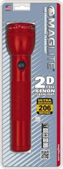 Mag-Lite - Krypton Bulb, 27 Lumens, Industrial/Tactical Flashlight - Red Aluminum Body, 2 D Batteries Not Included - Caliber Tooling