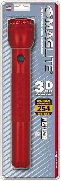 Mag-Lite - Krypton Bulb, 45 Lumens, Industrial/Tactical Flashlight - Red Aluminum Body, 3 D Batteries Not Included - Caliber Tooling