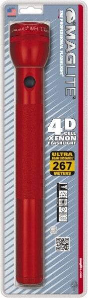 Mag-Lite - Krypton Bulb, 98 Lumens, Industrial/Tactical Flashlight - Red Aluminum Body, 4 D Batteries Not Included - Caliber Tooling