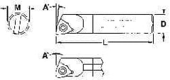 Everede Tool - 0.36" Min Bore Diam, 4" OAL, 5/16" Shank Diam, Indexable Boring Bar - WCGT 1 Insert, Screw Holding Method - Caliber Tooling