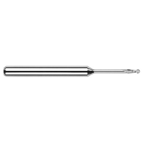 ‎0.08″ Dia. × 1/8″ Shank × 0.24″ DOC × 1-1/2″ OAL, Carbide Uncoated, Standard , 2 Flute, Ballnose End Mill - Exact Industrial Supply