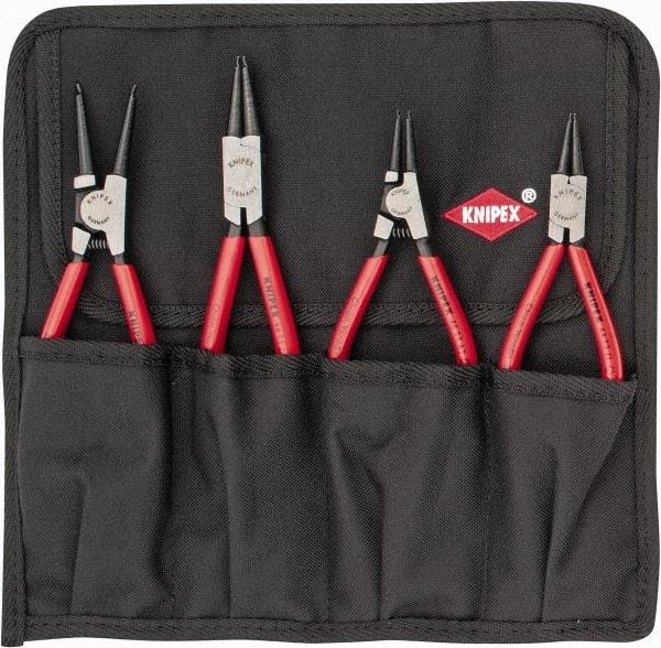 Knipex - 4 Piece, 1/2 to 2-1/2" Bore, 3/8 to 2-1/2" Shaft, Internal/External Retaining Ring Pliers Set - 0.053 to 0.07" Tip Diam Range - Caliber Tooling