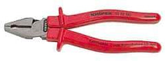 Knipex - 8" OAL, 1-1/2" Jaw Length x 1" Jaw Width, Side Cutting Pliers - Serrated Pipe Jaw, Flat Nose Head, Ergonomic Handles - Caliber Tooling