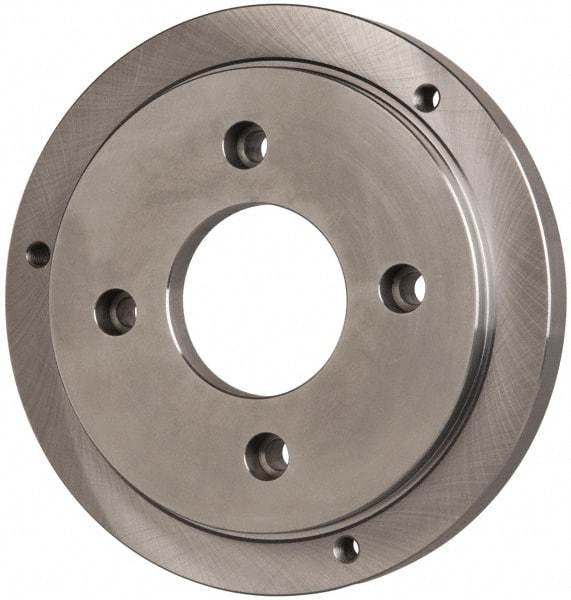 Buck Chuck Company - Adapter Back Plate for 8" Diam Self Centering Lathe Chucks - A1/A2-5 Mount, 2.39" Through Hole Diam, 6.283mm ID, 7.87" OD, 0.714" Flange Height, Steel - Caliber Tooling