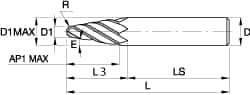 Kennametal - 6° Taper Angle per Side, 0.158" Small End Diam, 30.5mm LOC, Solid Carbide 4 Flute Tapered Ball End Mill - TiAlN/TiN/TiAlN Finish, 89mm OAL, 10mm Shank Diam, Spiral Flute, 30° Helix - Caliber Tooling