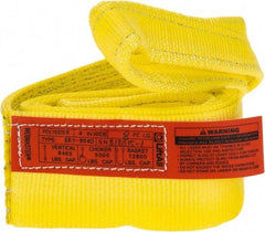 Lift-All - 8' Long x 4" Wide, 6,400 Lb Vertical Capacity, 1 Ply, Polyester Web Sling - 5,000 Lb Choker Capacity, Yellow - Caliber Tooling