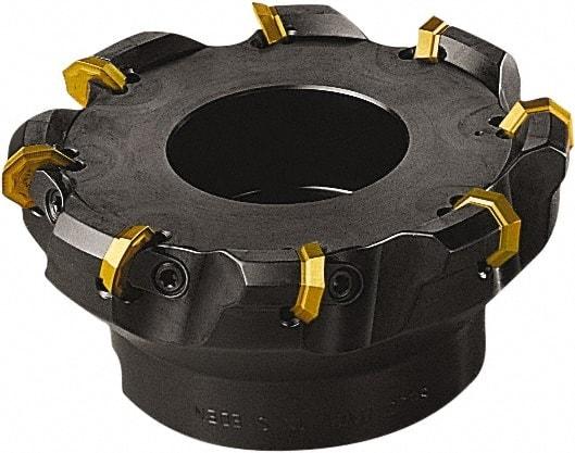 Seco - 6.77" Cut Diam, 2" Arbor Hole, 0.197" Max Depth of Cut, 43° Indexable Chamfer & Angle Face Mill - 10 Inserts, OFE. 070405 Insert, Right Hand Cut, 10 Flutes, Series R235.15 - Caliber Tooling