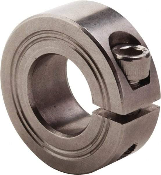 Climax Metal Products - 20mm Bore, Stainless Steel, One Piece Clamp Collar - 1-5/8" Outside Diam - Caliber Tooling