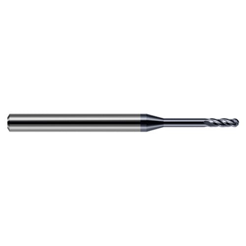 ‎3/64″ Dia. × 1/8″ Shank × 0.141″ DOC × 1-1/2″ OAL, Carbide AlTiN, Standard , 4 Flute, Ballnose End Mill - Exact Industrial Supply