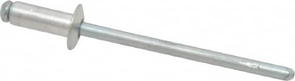 RivetKing - Size 43 Dome Head Aluminum Open End Blind Rivet - Steel Mandrel, 0.126" to 0.187" Grip, 1/4" Head Diam, 0.129" to 0.133" Hole Diam, 0.337" Length Under Head, 1/8" Body Diam - Caliber Tooling