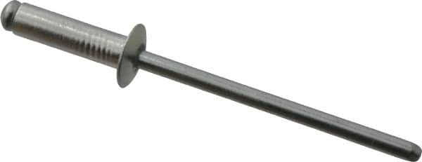 RivetKing - Size 45 Dome Head Aluminum Open End Blind Rivet - Steel Mandrel, 0.251" to 0.312" Grip, 1/4" Head Diam, 0.129" to 0.133" Hole Diam, 0.462" Length Under Head, 1/8" Body Diam - Caliber Tooling