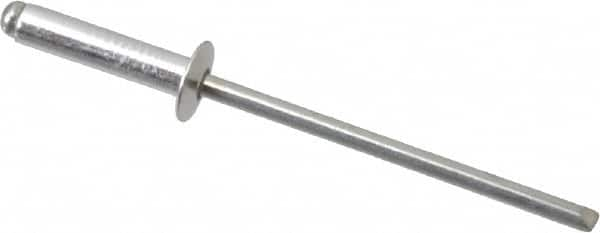 RivetKing - Size 46 Dome Head Aluminum Open End Blind Rivet - Steel Mandrel, 0.313" to 3/8" Grip, 1/4" Head Diam, 0.129" to 0.133" Hole Diam, 0.525" Length Under Head, 1/8" Body Diam - Caliber Tooling