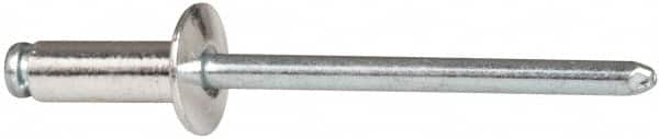 RivetKing - Size 54 Dome Head Aluminum Open End Blind Rivet - Steel Mandrel, 0.188" to 1/4" Grip, 0.312" Head Diam, 0.16" to 0.164" Hole Diam, 0.425" Length Under Head, 5/32" Body Diam - Caliber Tooling