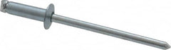 RivetKing - Size 44 Dome Head Steel Open End Blind Rivet - Steel Mandrel, 0.188" to 1/4" Grip, 1/4" Head Diam, 0.129" to 0.133" Hole Diam, 0.4" Length Under Head, 1/8" Body Diam - Caliber Tooling