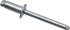 RivetKing - Size 64 Dome Head Steel Open End Blind Rivet - Steel Mandrel, 0.188" to 1/4" Grip, 3/8" Head Diam, 0.192" to 0.196" Hole Diam, 0.45" Length Under Head, 3/16" Body Diam - Caliber Tooling