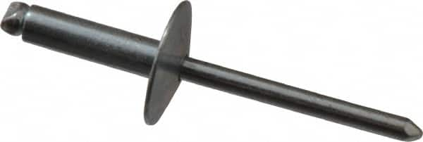 RivetKing - Size 68 Large Flange Dome Head Steel Open End Blind Rivet - Steel Mandrel, 0.376" to 1/2" Grip, 5/8" Head Diam, 0.192" to 0.196" Hole Diam, 0.7" Length Under Head, 3/16" Body Diam - Caliber Tooling