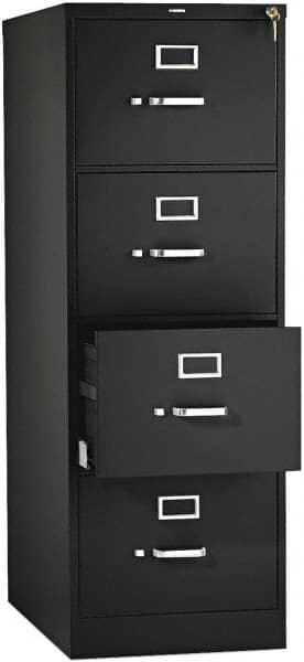 Hon - 18-1/4, 25" Wide x 52" High x 25" Deep, 4 Drawer Vertical File with Lock - Steel, Black - Caliber Tooling