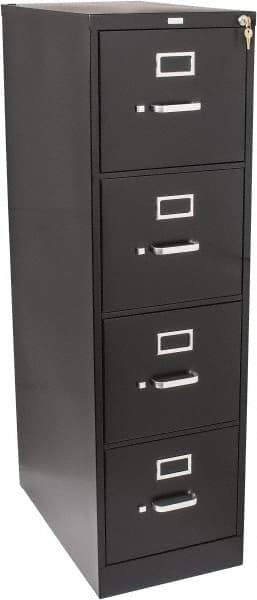 Hon - 15" Wide x 52" High x 25" Deep, 4 Drawer Vertical File with Lock - Steel, Black - Caliber Tooling