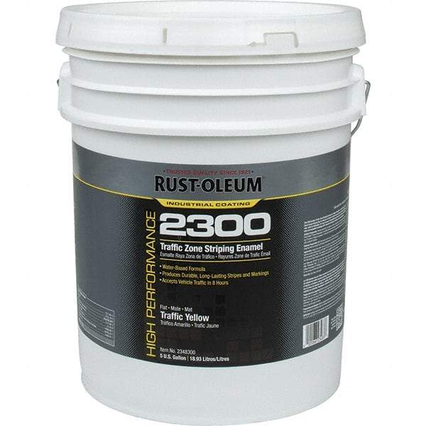 Rust-Oleum - 5 Gal Traffic Yellow Flat Finish Striping Paint - 410 to 540 Sq Ft per Gal, Interior/Exterior - Caliber Tooling