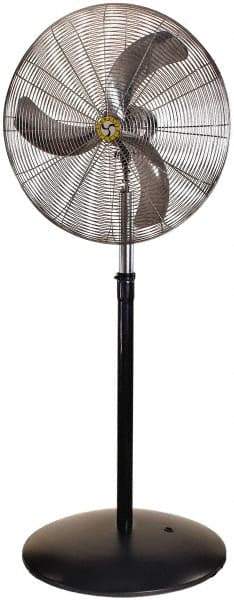 Airmaster - 24" Blade, 5,588 Max CFM, Single Phase Non-Oscillating Pedestal Fan - 2.5 Amps, 115 Volts, 3 Speed - Caliber Tooling