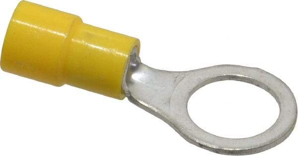 Made in USA - 12-10 AWG Fully Insulated Crimp Connection Circular Ring Terminal - 3/8" Stud, Copper Contact - Caliber Tooling