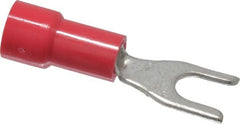 Made in USA - #6 Stud, 22 to 18 AWG Compatible, Fully Insulated, Crimp Connection, Standard Fork Terminal - Caliber Tooling