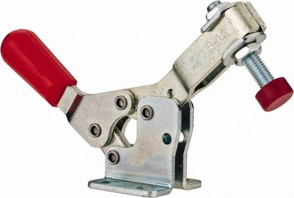 De-Sta-Co - 150 Lb Holding Capacity, Horizontal Handle, Manual Hold Down Toggle Clamp - 60° Handle Movement, 90° Bar Opening, U-Bar, Flanged Base, Electro-Plated Zinc, Carbon Steel - Caliber Tooling