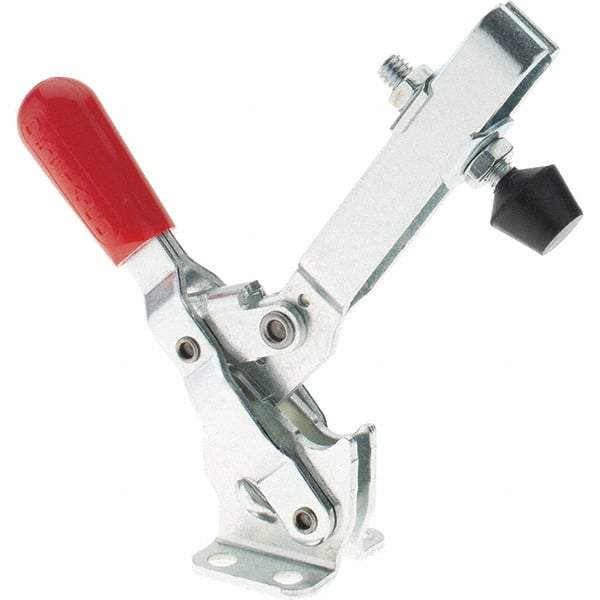 De-Sta-Co - 375 Lb Holding Capacity, Vertical Handle, Manual Hold Down Toggle Clamp - 57° Handle Movement, 99° Bar Opening, U-Bar, Flanged Base, Electro-Plated Zinc, Carbon Steel - Caliber Tooling