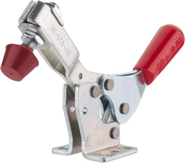 De-Sta-Co - 500 Lb Holding Capacity, Horizontal Handle, Manual Hold Down Toggle Clamp - 56° Handle Movement, 91° Bar Opening, U-Bar, Flanged Base, Electro-Plated Zinc, Carbon Steel - Caliber Tooling