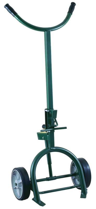 Drum Truck - Adjustable/Replaceable Chime Hook for steel or fiber drums - Spring loaded - 10" M.O.R wheels - Caliber Tooling