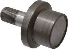 Osborn International - 2" Roller Diam x 1-11/16" Width, 7/8" Stud Diam x 2" Length, Flanged Concentric Stud Load Runner - Steel, 1-1/8" Thread Length, 7/8-14 Thread, 3-11/16" OAL, 1,620 Lb Dynamic Cap - Caliber Tooling