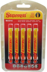 Starrett - 3" Long, 14 Teeth per Inch, Bi-Metal Jig Saw Blade - Toothed Edge, 5/16" Wide x 0.04" Thick, U-Shank, Wavy Tooth Set - Caliber Tooling