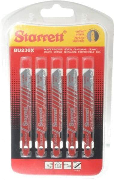 Starrett - 3" Long, Bi-Metal Jig Saw Blade - Continuous Edge, 5/16" Wide x 0.04" Thick, U-Shank - Caliber Tooling