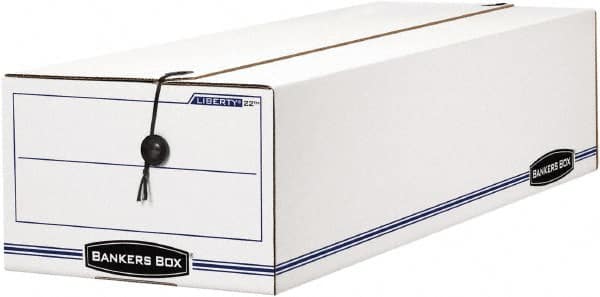 BANKERS BOX - 1 Compartment, 9-3/4" Wide x 6-1/4" High x 23-3/4" Deep, Storage Box - Corrugated Cardboard, White/Blue - Caliber Tooling