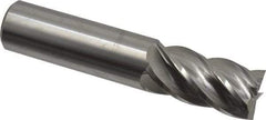 Accupro - 1", 2" LOC, 1" Shank Diam, 5" OAL, 5 Flute, Solid Carbide Square End Mill - Single End, ZrN Finish, Spiral Flute, 37° Helix, Centercutting, Right Hand Cut, Right Hand Flute - Caliber Tooling