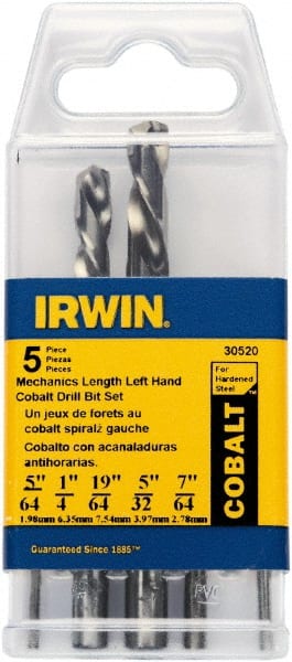 Irwin - 5/64 to 19/64", 135° Point, Bright Finish Cobalt Maintenance Length Drill Bit Set - Exact Industrial Supply