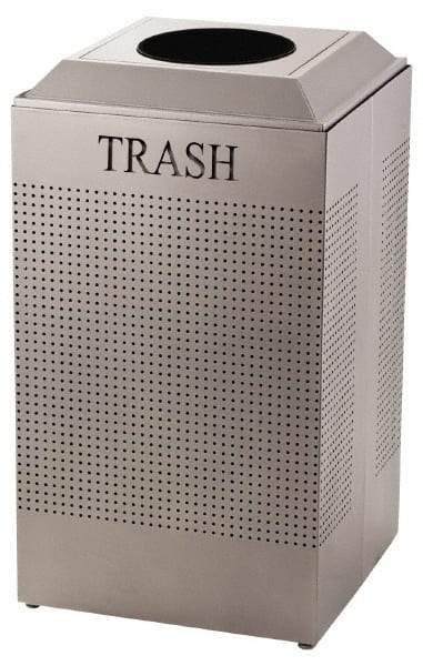 Rubbermaid - 29 Gal Silver Square Recycling Container - Steel, 32-3/8" High x 18-1/2" Long x 18-1/2" Wide - Caliber Tooling