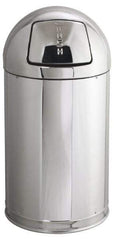 Rubbermaid - 12 Gal Round Trash Can - 30 Inch High, 15 Inch Diameter, Chrome, Steel, Dome Top Style, Includes Lid - Caliber Tooling