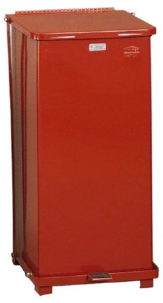 Rubbermaid - 24 Gal Square Unlabeled Trash Can - 30" High x 15" Long x 15" Wide, Red, Steel - Caliber Tooling