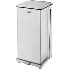 Rubbermaid - 24 Gal Square Unlabeled Trash Can - 30" High x 15" Long x 15" Wide, Stainless Steel - Caliber Tooling