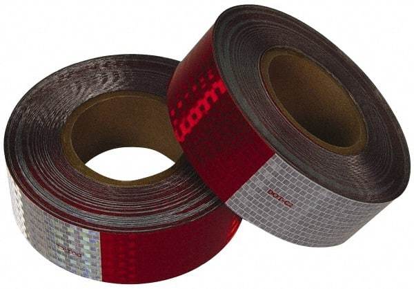 NMC - 50 Yard x 2 Inch Polyester Safety Tape - Red and White, Solid Color, Adhesive Back - Caliber Tooling