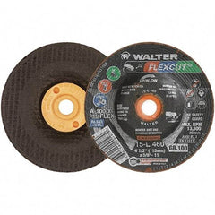 WALTER Surface Technologies - 4-1/2" Diam x 5/8" Hole, 100 Grit Surface Grinding Wheel - Aluminum Oxide, Fine Grade, 13,300 Max RPM - Caliber Tooling